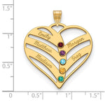 14K Yellow Gold 5-Name w/Birthstones w/14K Bezel Cut Out Heart Pendant view