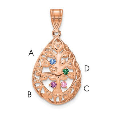 10K rose gold tree of life pendant