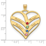 14K Yellow Gold 4-Name w/Birthstones w/14K Bezel Cut Out Heart Pendant view