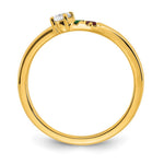 14K 2 Genuine Birthstone with Diamond Mother's Ring view