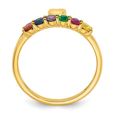 14K Heart with 6 Genuine Birthstone Mother's Ring