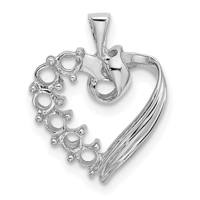 14K White Gold 6 Stone Family Pendant Mounting, 19 x 13mm