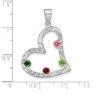 SS/Rhod-plated 4 Birthstone Heart with 14K Bezel Family Pendant view
