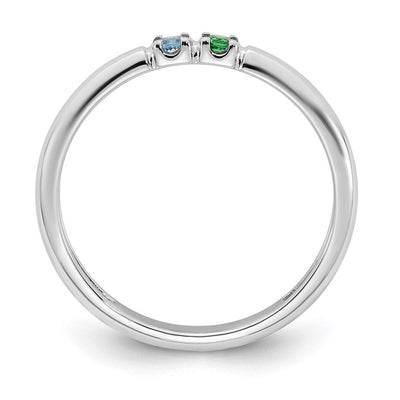 14K White Gold Genuine 2 Birthstone Mother's Ring