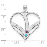 14K White Gold 2-Name w/Birthstones w/18K Rhod-plated Bezel Cut Out Heart Pendant view