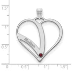14K White Gold 1 Name w/Birthstone w/18K Rhod-plated Bezel Cut Out Heart Pendant view