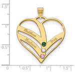 14K Yellow Gold 3-Name w/Birthstones w/14K Bezel Cut Out Heart Pendant view
