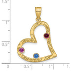 Sterling Silver/Gold-plated 3 Birthstone Heart with SS Bezel Family Pendant view