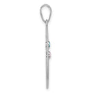 Sterling Silver/Rhodium-plated 2 Birthstone with SS Bezel Pendant view 3