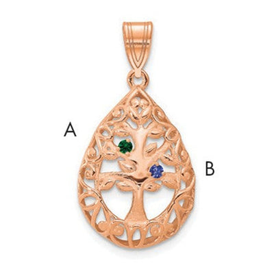 10K rose gold tree of life pendant