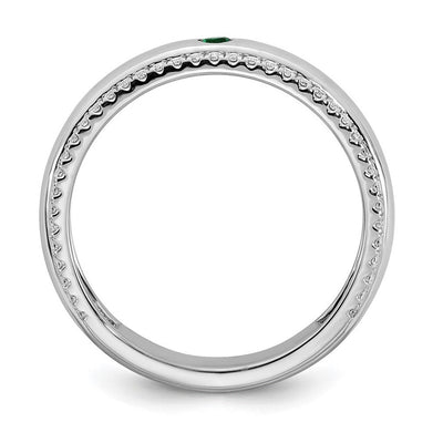 14K White Gold 1 Genuine Birthstone and Diamond Mother's Ring