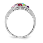 14K White Gold 7 Genuine Stone Family Ring view
