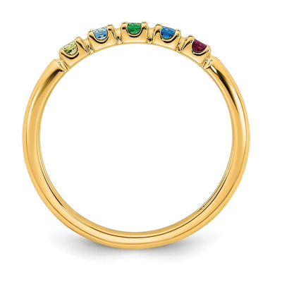 14K Yellow Gold 5 Genuine Birthstone Mother's Ring