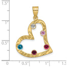 Sterling Silver/Gold-plated 5 Birthstone Heart with SS Bezel Family Pendant view