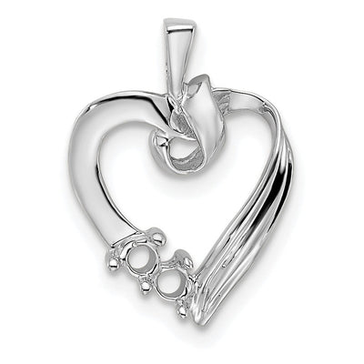14K White Gold 2 Genuine Stone Family Pendant, 19 x 13mm