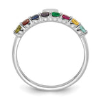 14K White Gold Heart with 8 Genuine Birthstone Mother's Ring view