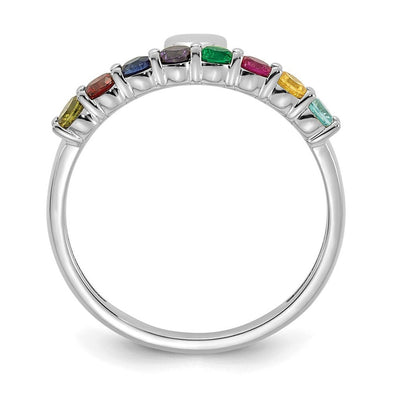 14K White Gold Heart with 8 Genuine Birthstone Mother's Ring