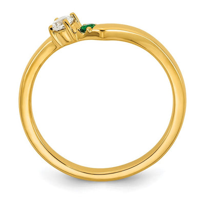 14K 1 Genuine Birthstone with Diamond Mother's Ring
