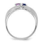 14K White Gold 2 Genuine Stone Family Ring view