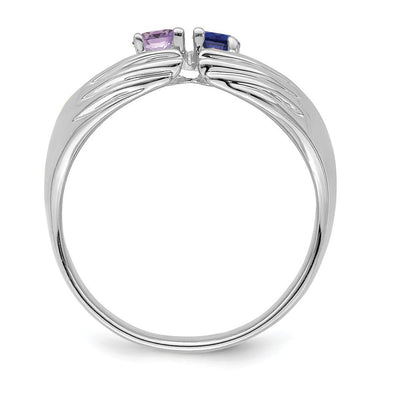 14K White Gold 2 Genuine Stone Family Ring