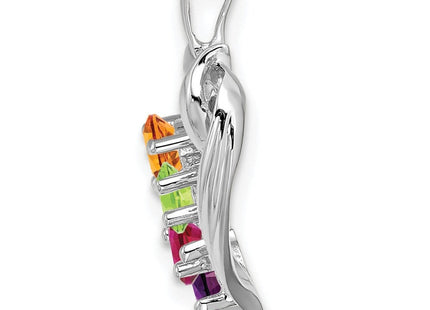 14K white gold family pendant, another view