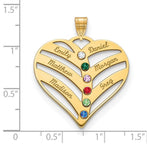 14K Yellow Gold 6-Name w/Birthstones w/14K Bezel Cut Out Heart Pendant view