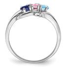Sterling Silver Rhodium-plated Genuine 3 Stone Mother's Ring view 3