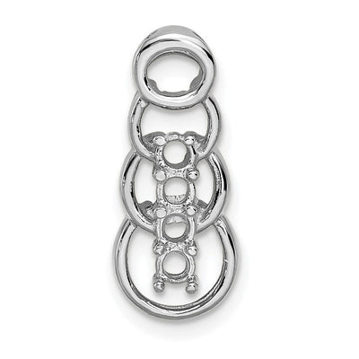 14K White Gold 4 Stone Family Pendant Mounting, 20 x 8mm