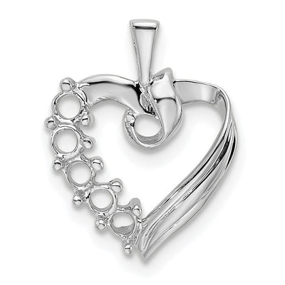 14K White Gold 5 Stone Family Pendant Mounting, 19 x 13mm