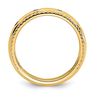 14K 4 Genuine Birthstone and Diamond Mother's Ring