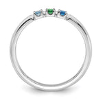 14K White Gold Genuine 3 Birthstone Mother's Ring view