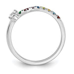 14K White Gold 8 Genuine Birthstone with Diamond Mother's Ring view