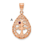 14K Rose Gold 1 Birthstone Tree of Life Tear Drop Pendant view