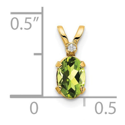 14K Diamond & Peridot Birthstone Pendant