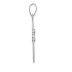 Sterling Silver/Rhodium-plated 3 Birthstone with SS Bezel Family Pendant view 3