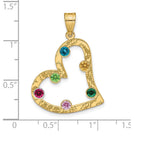 Sterling Silver/Gold-plated 6 Birthstone Heart with SS Bezel Family Pendant view