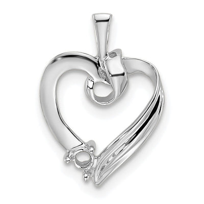 14K White Gold 1 Stone Family Pendant Mounting, 19 x 13mm