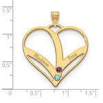 14K Yellow Gold 2-Name w/Birthstones w/14K Bezel Cut Out Heart Pendant view