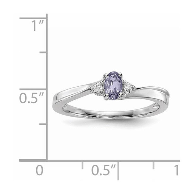 Sterling silver diamond birthstone ring