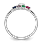14K White Gold Heart with 4 Genuine Birthstone Mother's Ring view