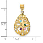 14K Yellow Gold 4 Birthstone Tree of Life Tear Drop Pendant view