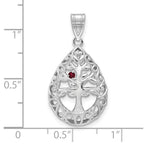 14K White Gold 1 Birthstone Tree of Life Tear Drop Pendant view