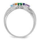 14K White Gold 5 Genuine Stone Family Ring view
