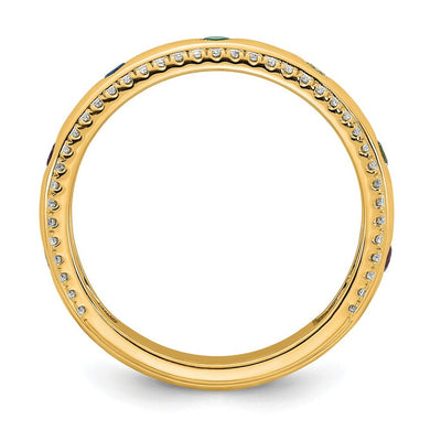 14K 7 Genuine Birthstone and Diamond Mother's Ring