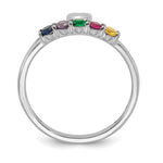 14K White Gold Heart with 5 Genuine Birthstone Mother's Ring view