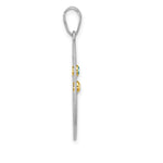 Sterling Silver/Rhod-plated 2 Birthstone with 14k Bezel Pendant view 3