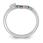 14K White Gold 5 Genuine Birthstone with Diamond Mother's Ring view