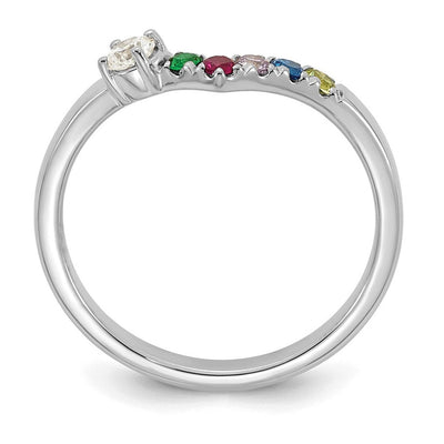 14K White Gold 5 Genuine Birthstone with Diamond Mother's Ring