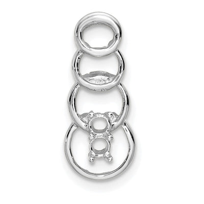 14K White Gold 2 Genuine Stone Family Pendant, 20 x 8mm