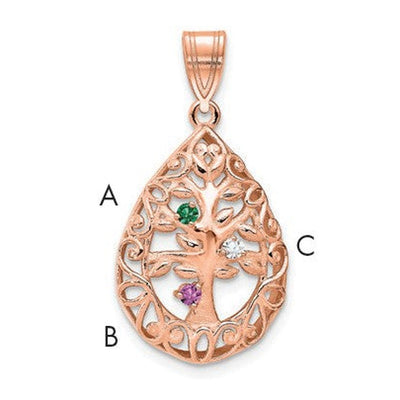 10K rose gold tree of life pendant